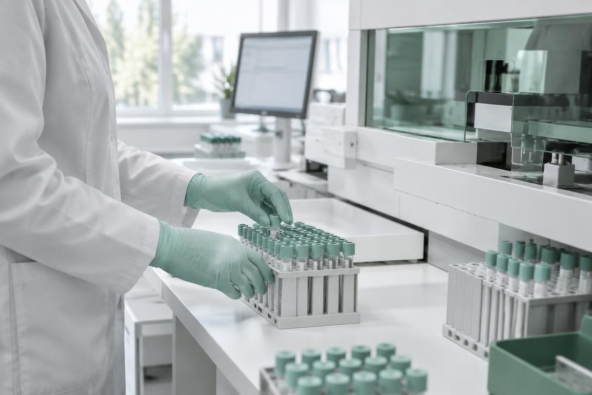 Näyteputkien käsittely valoisassa laboratoriossa